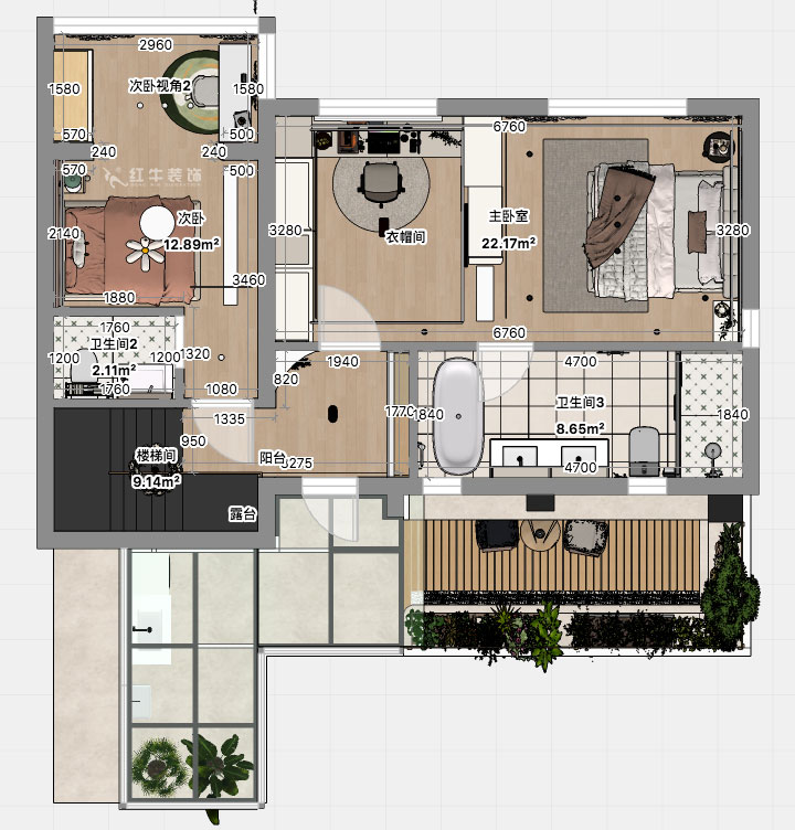 郭志成｜五矿澜悦方山10-504-138㎡-现代风格｜复式｜3室2厅1厨3卫｜老房装修｜定制家｜全包21